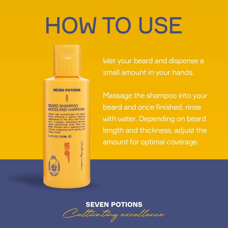 SEVEN POTIONS Beard Shampoo for Men â€” Gentle, Cleansing Wash for a Clean, Itch-Free Beard â€” Natural, Vegan, Cruelty-Free â€” (Woodland Harmony, 3.4 Fl Oz) - Image 5